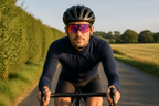 Group of cyclists riding together with camera glasses and intercom audio