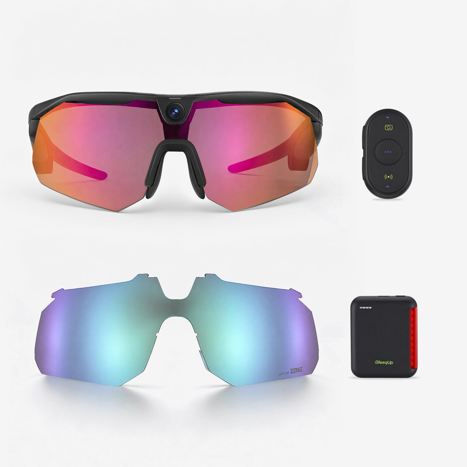 BleeqUp Ranger Ultimate Bundle, black standard orange-red lenses with ZEISS blue replacement lens