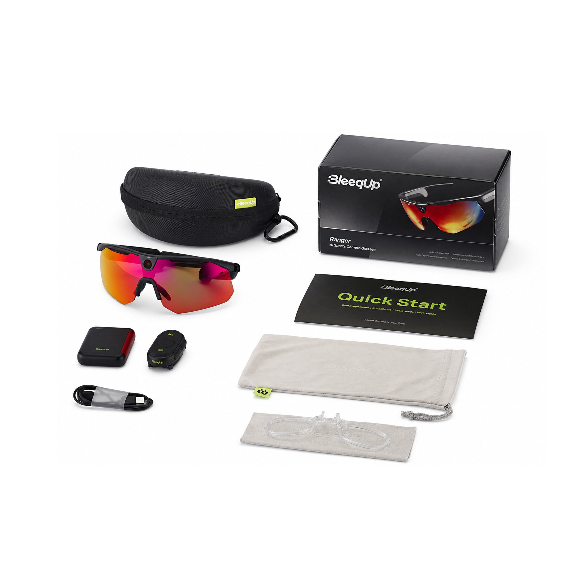 BleeqUp Ranger Lunettes de Sport à Caméra AI – Pack Ultime