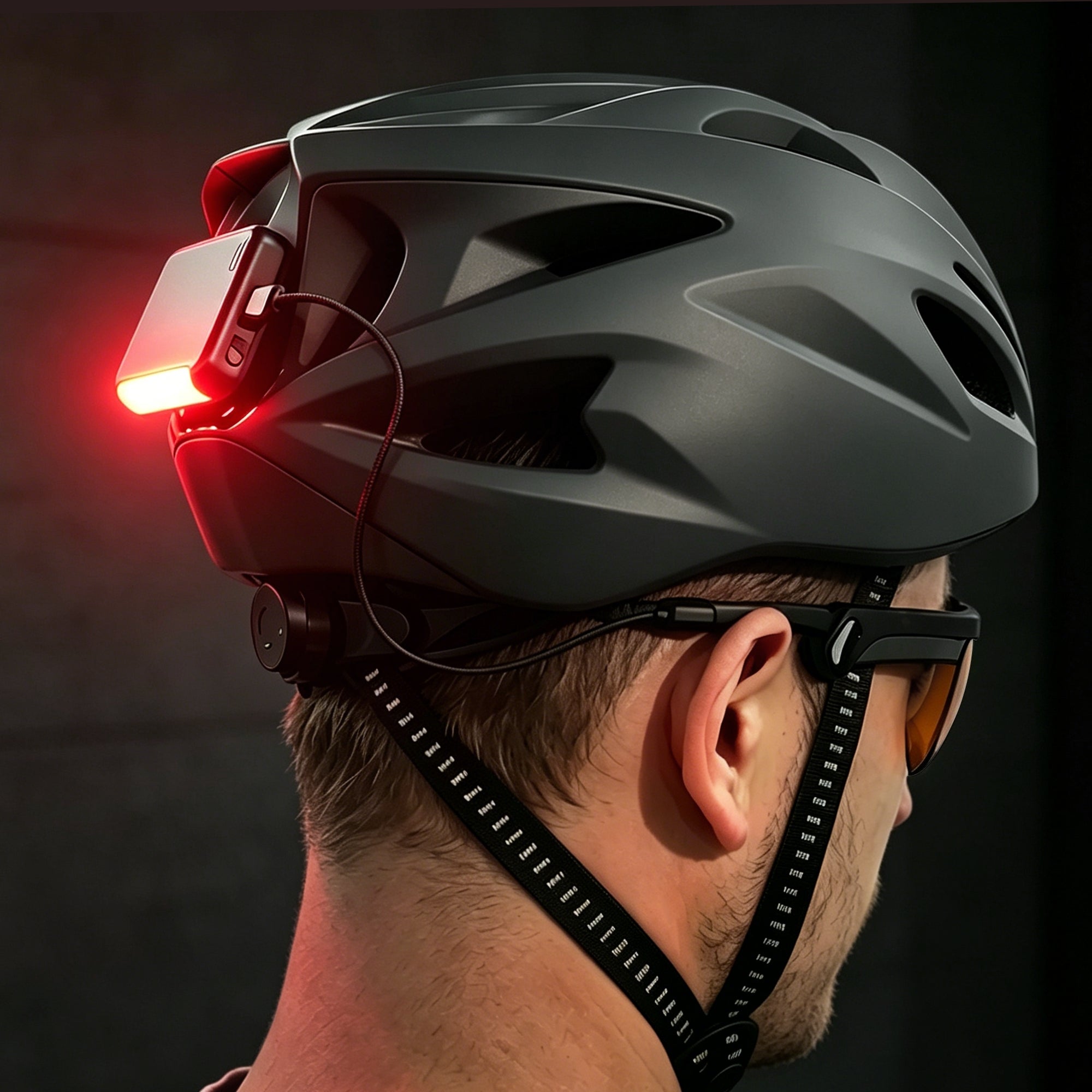 BleeqUp Power Plus battery extension in use with Ranger AI sports camera glasses during cycling